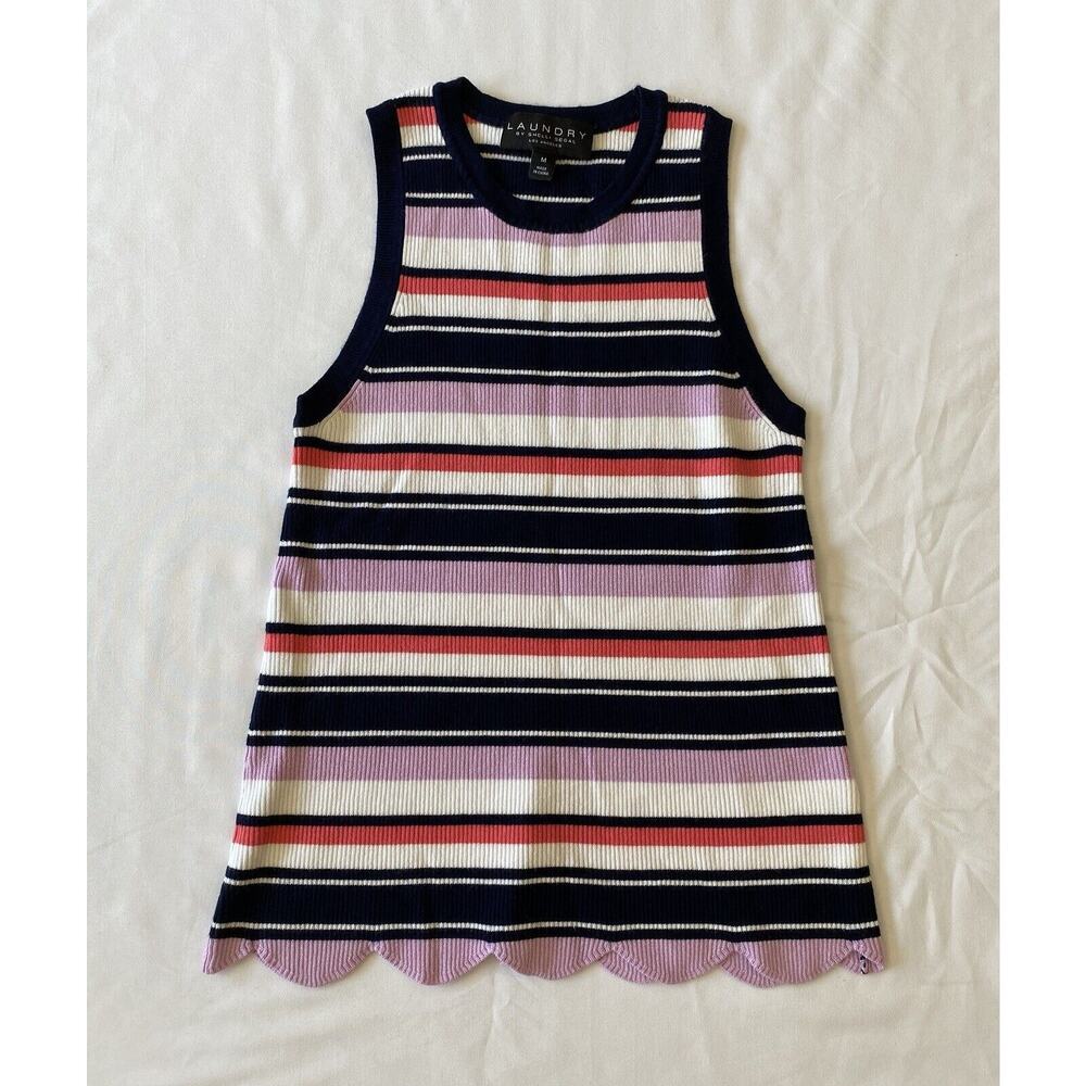 Laundry By Shelli Segal Women’s Multicolor Colorful Striped Sleeveless Top Sz M